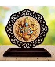 Car Desk/Table Top Lord Krishna  Wooden Photo Stand  3x4 Inches, Compact & Stylish Spiritual Display For Car, Home & Office (Pack Of 1) (F19554)