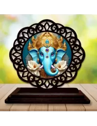 Car Desk/Table Top Lord Ganapathi Wooden Photo Stand  3x4 Inches, Compact & Stylish Spiritual Display For Car, Home & Office (Pack Of 1) (F19556)