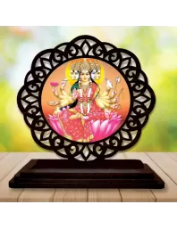 Car Desk/Table Top Goddess Lakshmi Wooden Photo Stand  3x4 Inches, Compact & Stylish Spiritual Display For Car, Home & Office (Pack Of 1) (F19603)