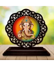 Car Desk/Table Top Lord Ganesha Wooden Photo Stand  3x4 Inches, Compact & Stylish Spiritual Display For Car, Home & Office (Pack Of 1) (F19605)