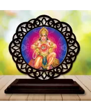 Car Desk/Table Top Lord Hanuman Wooden Photo Stand  3x4 Inches, Compact & Stylish Spiritual Display For Car, Home & Office (Pack Of 1) (F19606)
