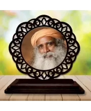 Car Desk/Table Top Sdhaguru Wooden Photo Stand  3x4 Inches, Compact & Stylish Spiritual Display For Car, Home & Office (Pack Of 1) (F19612)