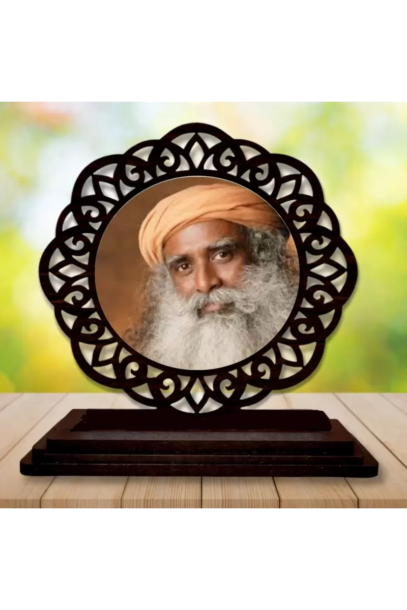 Car Desk/Table Top Sdhaguru Wooden Photo Stand  3x4 Inches, Compact & Stylish Spiritual Display For Car, Home & Office (Pack Of 1) (F19612)