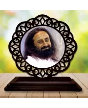 Car Desk/Table Top Sri Sri Ravi Shankar Wooden Photo Stand  3x4 Inches, Compact & Stylish Spiritual Display For Car, Home & Office (Pack Of 1) (F19613)