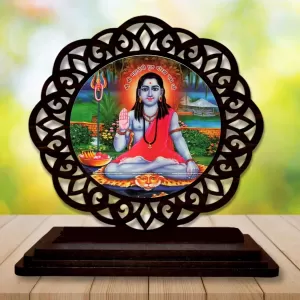 Car Desk/Table Top Guru Gorakhnath Ji Wooden Photo Stand  3x4 Inches, Compact & Stylish Spiritual Display For Car, Home & Office (Pack Of 1) (F19617)
