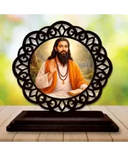 Car Desk/Table Top Guru Ravidas Maharaj. Wooden Photo Stand  3x4 Inches, Compact & Stylish Spiritual Display For Car, Home & Office (Pack Of 1) (F19618)