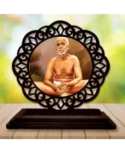 Car Desk/Table Top Ramana Maharshi Wooden Photo Stand  3x4 Inches, Compact & Stylish Spiritual Display For Car, Home & Office (Pack Of 1) (F19620)