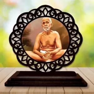Car Desk/Table Top Ramana Maharshi Wooden Photo Stand  3x4 Inches, Compact & Stylish Spiritual Display For Car, Home & Office (Pack Of 1) (F19620)