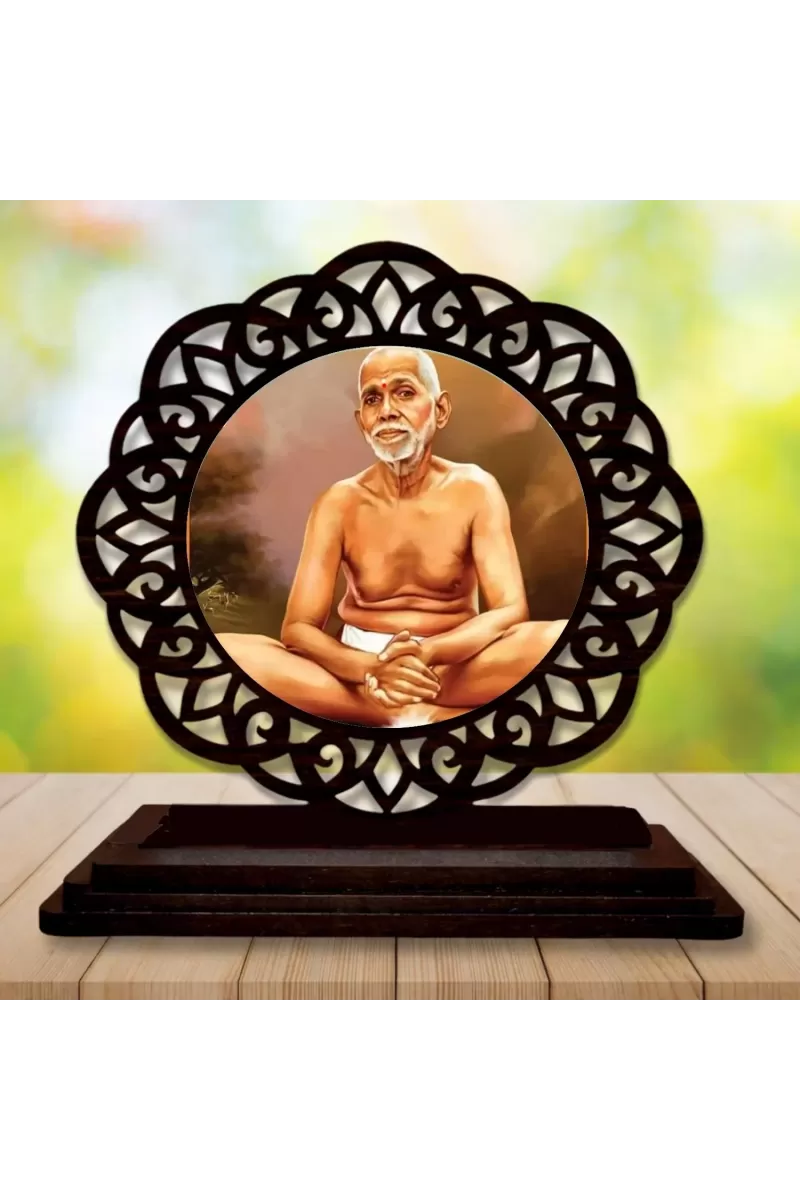 Car Desk/Table Top Ramana Maharshi Wooden Photo Stand  3x4 Inches, Compact & Stylish Spiritual Display For Car, Home & Office (Pack Of 1) (F19620)