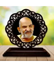 Car Desk/Table Top Neem Karoli Baba Wooden Photo Stand  3x4 Inches, Compact & Stylish Spiritual Display For Car, Home & Office (Pack Of 1) (F19621)