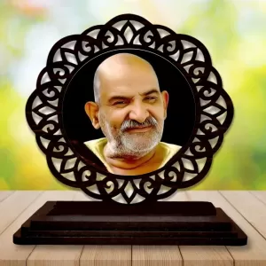 Car Desk/Table Top Neem Karoli Baba Wooden Photo Stand  3x4 Inches, Compact & Stylish Spiritual Display For Car, Home & Office (Pack Of 1) (F19621)