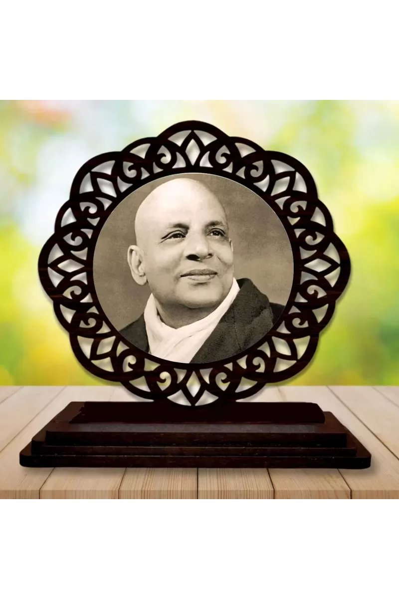 Car Desk/Table Top Swami Sivananda. Wooden Photo Stand  3x4 Inches, Compact & Stylish Spiritual Display For Car, Home & Office (Pack Of 1) (F19625)