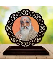 Car Desk/Table Top CHINMAYANANDA SARASWATI Wooden Photo Stand  3x4 Inches, Compact & Stylish Spiritual Display For Car, Home & Office (Pack Of 1) (F19626)