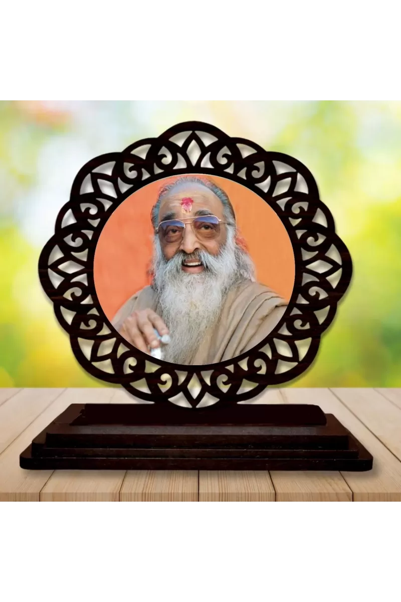 Car Desk/Table Top CHINMAYANANDA SARASWATI Wooden Photo Stand  3x4 Inches, Compact & Stylish Spiritual Display For Car, Home & Office (Pack Of 1) (F19626)