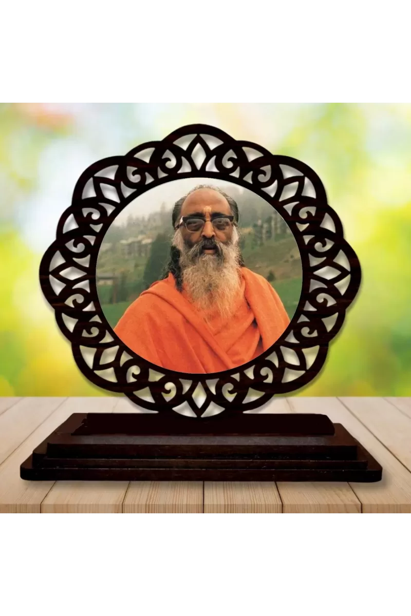 Car Desk/Table Top CHINMAYANANDA SARASWATI Wooden Photo Stand  3x4 Inches, Compact & Stylish Spiritual Display For Car, Home & Office (Pack Of 1) (F19627)