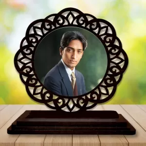Car Desk/Table Top Jiddu Krishnamurthy Wooden Photo Stand  3x4 Inches, Compact & Stylish Spiritual Display For Car, Home & Office (Pack Of 1) (F19628)