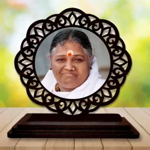 Car Desk/Table Top Amritanandamayi  Wooden Photo Stand  3x4 Inches, Compact & Stylish Spiritual Display For Car, Home & Office (Pack Of 1) (F19631)