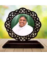 Car Desk/Table Top Amritanandamayi  Wooden Photo Stand  3x4 Inches, Compact & Stylish Spiritual Display For Car, Home & Office (Pack Of 1) (F19632)