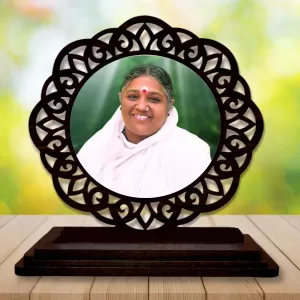 Car Desk/Table Top Amritanandamayi  Wooden Photo Stand  3x4 Inches, Compact & Stylish Spiritual Display For Car, Home & Office (Pack Of 1) (F19632)