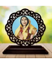 Car Desk/Table Top  Shri Mataji Nirmala Devi Wooden Photo Stand  3x4 Inches, Compact & Stylish Spiritual Display For Car, Home & Office (Pack Of 1) (F19636)