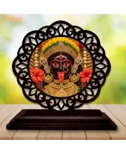 Car Desk/Table Top Kali Maa Wooden Photo Stand  3x4 Inches, Compact & Stylish Spiritual Display For Car, Home & Office (Pack Of 1) (F19638)