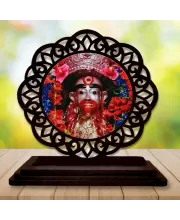 Car Desk/Table Top Tara Maa Wooden Photo Stand  3x4 Inches, Compact & Stylish Spiritual Display For Car, Home & Office (Pack Of 1) (F19647)