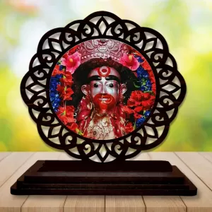 Car Desk/Table Top Tara Maa Wooden Photo Stand  3x4 Inches, Compact & Stylish Spiritual Display For Car, Home & Office (Pack Of 1) (F19647)