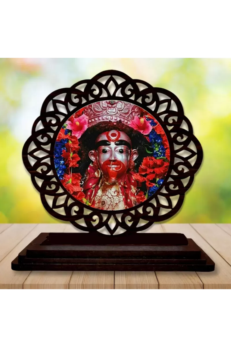 Car Desk/Table Top Tara Maa Wooden Photo Stand  3x4 Inches, Compact & Stylish Spiritual Display For Car, Home & Office (Pack Of 1) (F19647)