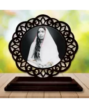 Car Desk/Table Top Sarada Maa Wooden Photo Stand  3x4 Inches, Compact & Stylish Spiritual Display For Car, Home & Office (Pack Of 1) (F19668)