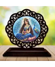 Car Desk/Table Top Beautiful Radha Wooden Photo Stand  3x4 Inches, Compact & Stylish Spiritual Display For Car, Home & Office (Pack Of 1) (F19649)