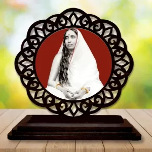 Car Desk/Table Top Saradha Maa Wooden Photo Stand  3x4 Inches, Compact & Stylish Spiritual Display For Car, Home & Office (Pack Of 1) (F19654)