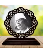 Car Desk/Table Top  Kazi Nazrul Islam Wooden Photo Stand  3x4 Inches, Compact & Stylish Spiritual Display For Car, Home & Office (Pack Of 1) (F19655)