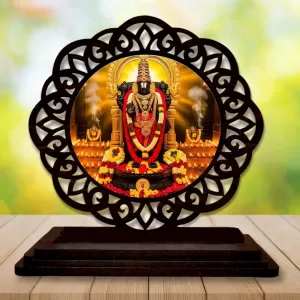 Car Desk/Table Top Lord Balaji Wooden Photo Stand  3x4 Inches, Compact & Stylish Spiritual Display For Car, Home & Office (Pack Of 1) (F19657)