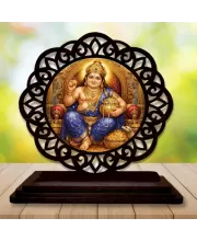 Car Desk/Table Top Lord Kubera Wooden Photo Stand  3x4 Inches, Compact & Stylish Spiritual Display For Car, Home & Office (Pack Of 1) (F19662)