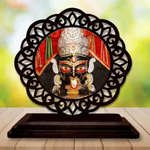 Car Desk/Table Top Goddess Kali Wooden Photo Stand  3x4 Inches, Compact & Stylish Spiritual Display For Car, Home & Office (Pack Of 1) (F19665)