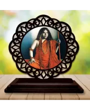 Car Desk/Table Top Swami Pranavananda Maharaj Wooden Photo Stand  3x4 Inches, Compact & Stylish Spiritual Display For Car, Home & Office (Pack Of 1) (F19666)