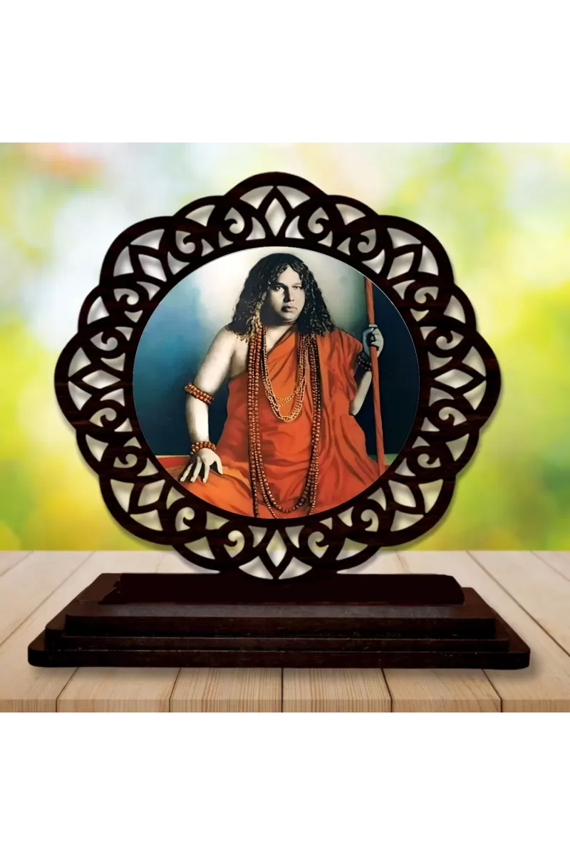 Car Desk/Table Top Swami Pranavananda Maharaj Wooden Photo Stand  3x4 Inches, Compact & Stylish Spiritual Display For Car, Home & Office (Pack Of 1) (F19666)