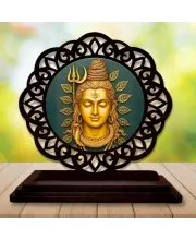 Car Desk/Table Top Lord Shiva Wooden Photo Stand  3x4 Inches, Compact & Stylish Spiritual Display For Car, Home & Office (Pack Of 1) (F19667)