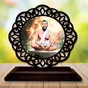 Car Desk/Table Top Ramana Maharshi Wooden Photo Stand  3x4 Inches, Compact & Stylish Spiritual Display For Car, Home & Office (Pack Of 1) (F19670)