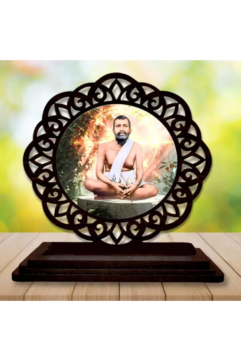 Car Desk/Table Top Ramana Maharshi Wooden Photo Stand  3x4 Inches, Compact & Stylish Spiritual Display For Car, Home & Office (Pack Of 1) (F19670)