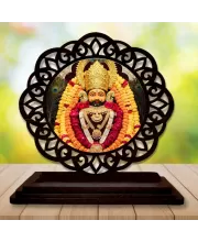 Car Desk/Table Top Khatu Shyam Baba Wooden Photo Stand  3x4 Inches, Compact & Stylish Spiritual Display For Car, Home & Office (Pack Of 1) (F19672)