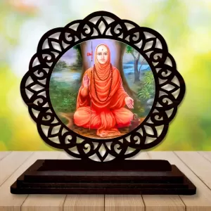 Car Desk/Table Top Narasimha Saraswati Wooden Photo Stand  3x4 Inches, Compact & Stylish Spiritual Display For Car, Home & Office (Pack Of 1) (F19673)