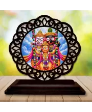 Car Desk/Table Top Lord Jagannath Wooden Photo Stand  3x4 Inches, Compact & Stylish Spiritual Display For Car, Home & Office (Pack Of 1) (F19676)