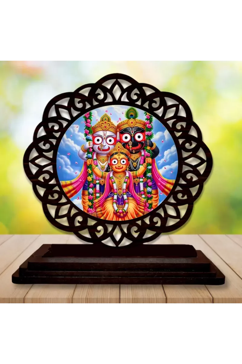 Car Desk/Table Top Lord Jagannath Wooden Photo Stand  3x4 Inches, Compact & Stylish Spiritual Display For Car, Home & Office (Pack Of 1) (F19676)