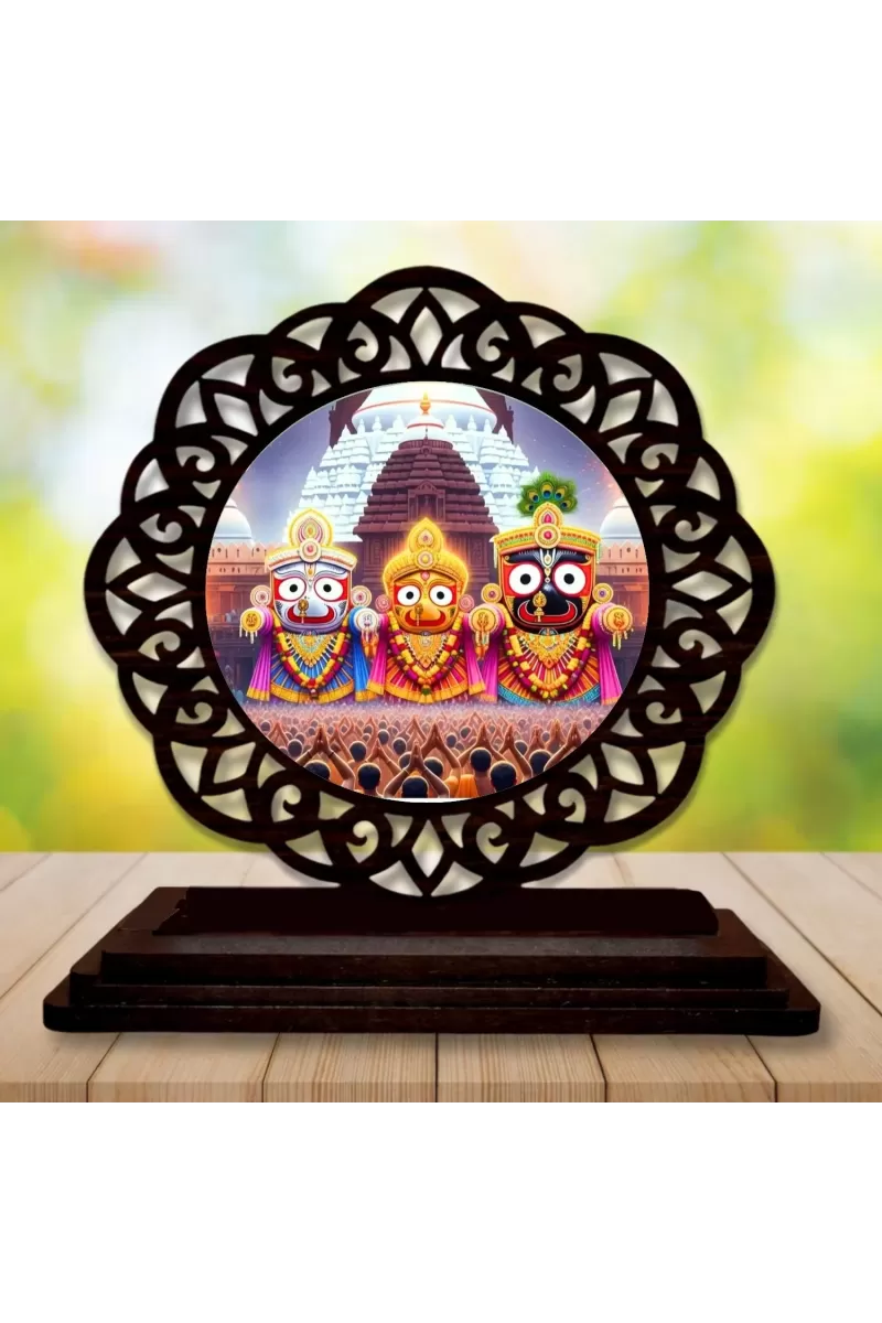 Car Desk/Table Top Lord Jagannath Wooden Photo Stand  3x4 Inches, Compact & Stylish Spiritual Display For Car, Home & Office (Pack Of 1) (F19677)
