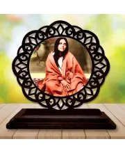 Car Desk/Table Top Sarada Maa Wooden Photo Stand  3x4 Inches, Compact & Stylish Spiritual Display For Car, Home & Office (Pack Of 1) (F19679)