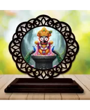 Car Desk/Table Top Lord Jagannath Wooden Photo Stand  3x4 Inches, Compact & Stylish Spiritual Display For Car, Home & Office (Pack Of 1) (F19680)