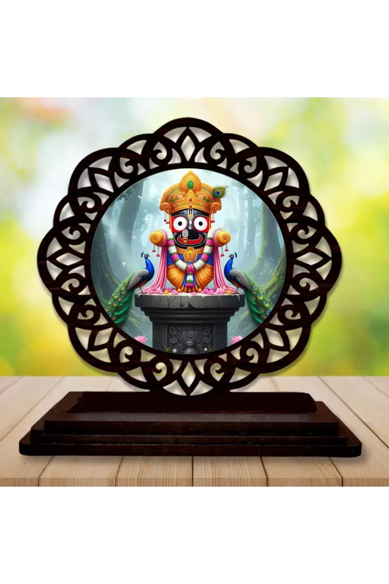 Car Desk/Table Top Lord Jagannath Wooden Photo Stand  3x4 Inches, Compact & Stylish Spiritual Display For Car, Home & Office (Pack Of 1) (F19680)