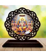 Car Desk/Table Top Lord Bramha Wooden Photo Stand  3x4 Inches, Compact & Stylish Spiritual Display For Car, Home & Office (Pack Of 1) (F19690)