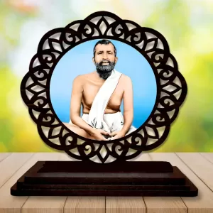 Car Desk/Table Top Ramakrishna Paramahamsa Wooden Photo Stand  3x4 Inches, Compact & Stylish Spiritual Display For Car, Home & Office (Pack Of 1) (F19691)
